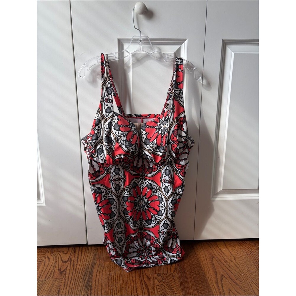 Swim by Cacique Women’s Red Patterned Tankini Top Size 44C